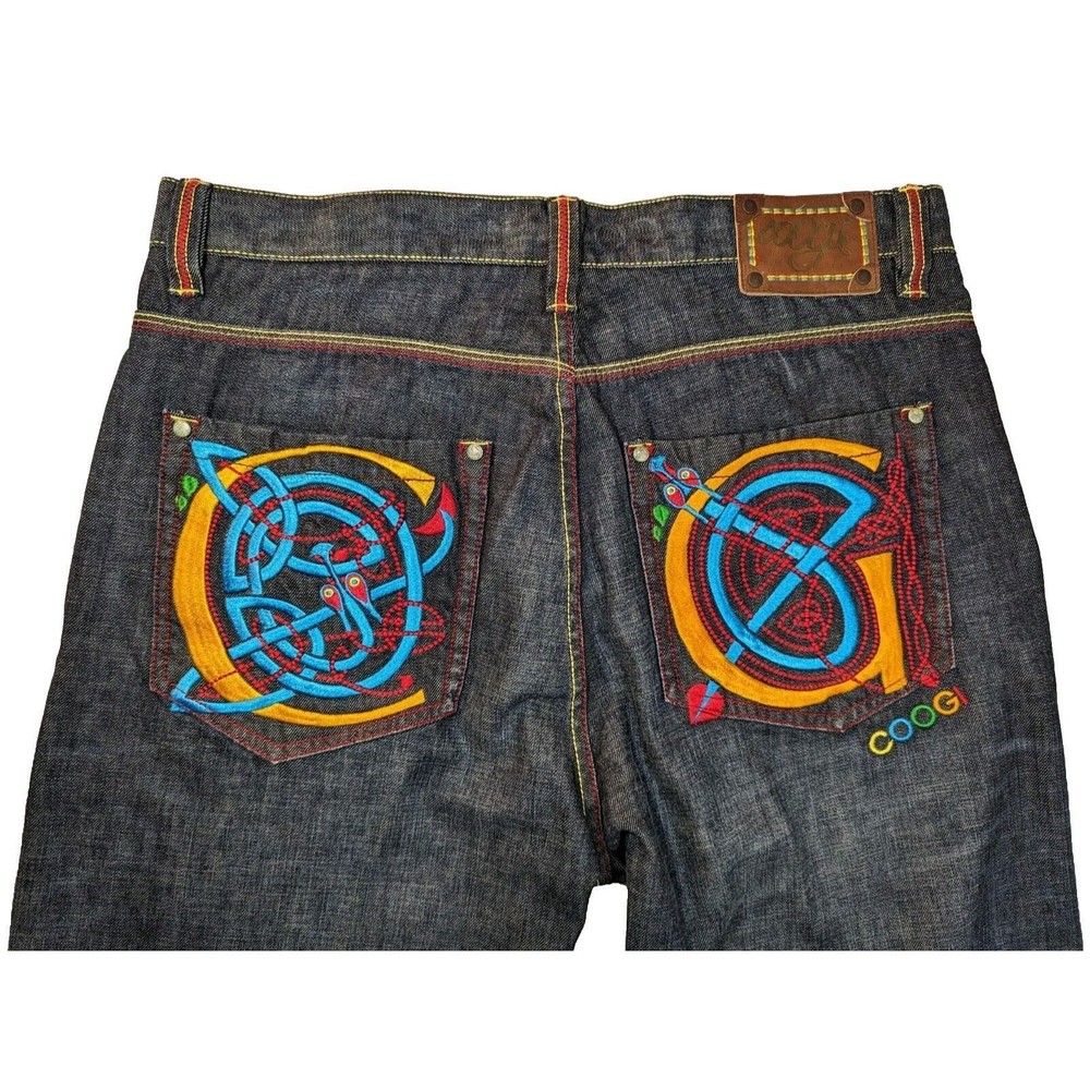 COOGI Jeans Mens 40x34 Blue Relaxed Straight Embroidered Pockets Y2K Vintage‎